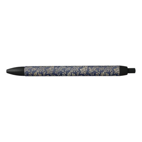 Navy Blue and Gold Coral design Black Ink Pen