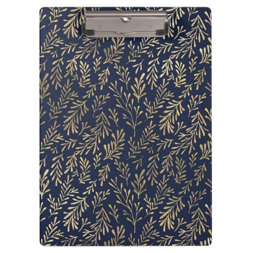Navy Blue and Gold Coral design Clipboard