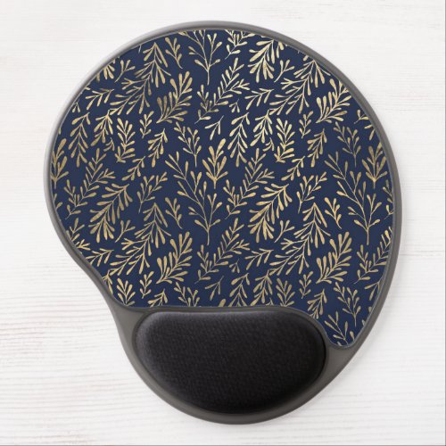 Navy Blue and Gold Coral design Gel Mouse Pad
