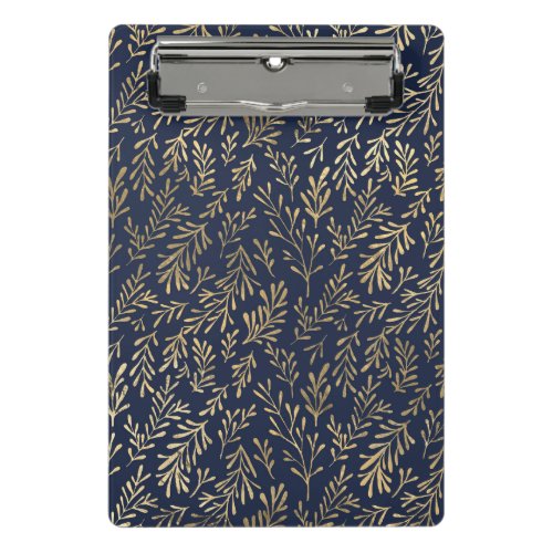 Navy Blue and Gold Coral design Mini Clipboard