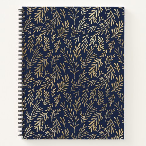 Navy Blue and Gold Coral design Notebook