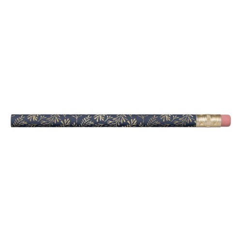 Navy Blue and Gold Coral design Pencil