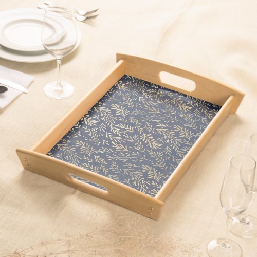 Navy Blue and Gold Coral design Serving Tray