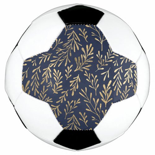Navy Blue and Gold Coral design Soccer Ball