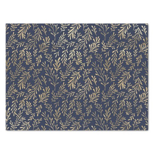 Navy Blue and Gold Coral design Tissue Paper