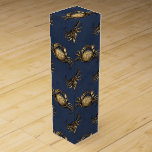 Navy Blue and Gold Crab Fest Wine Box<br><div class="desc">This design showcases a repeating pattern of intricately detailed, vintage-style crabs set against a deep navy blue background. The warm, earthy tones of the crabs create a striking contrast with the cool blue backdrop, making it perfect for a nautical-themed decor or gift wrap. Ideal for beach lovers, coastal decor, and...</div>