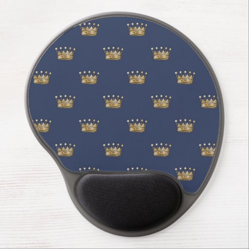 Navy Blue and Gold Crown design Gel Mouse Pad