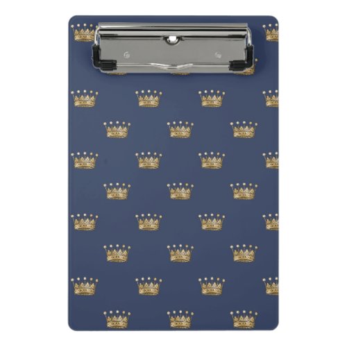 Navy Blue and Gold Crown design Mini Clipboard