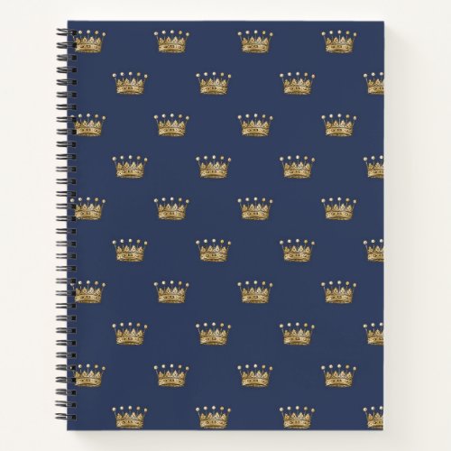 Navy Blue and Gold Crown design Notebook