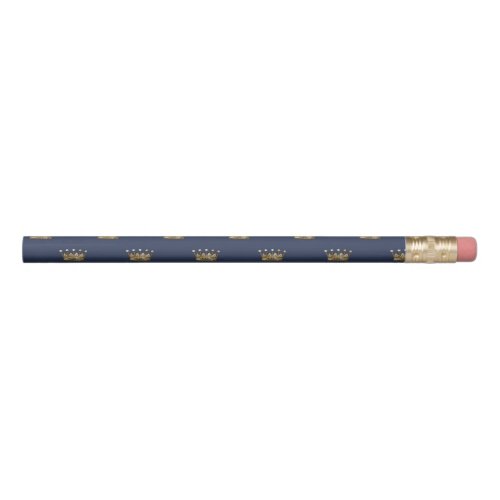 Navy Blue and Gold Crown design Pencil