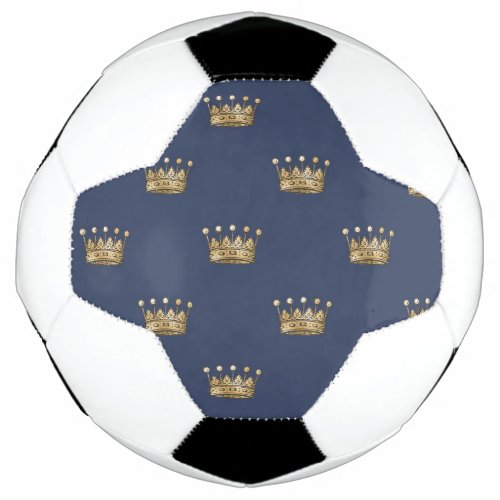 Navy Blue and Gold Crown design Soccer Ball