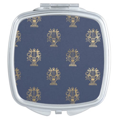Navy Blue and Gold Cup design Compact Mirror
