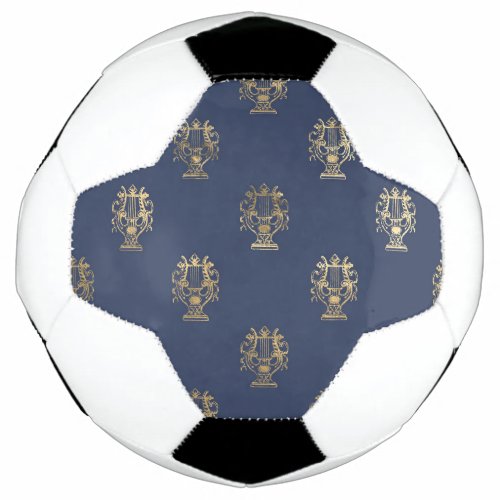 Navy Blue and Gold Cup design Soccer Ball