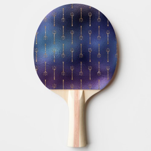 Navy Blue and Gold Design Ping Pong Paddle