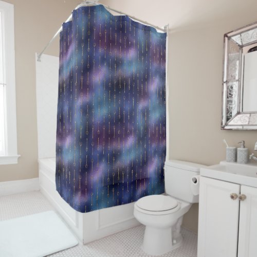 Navy Blue and Gold Design Shower Curtain