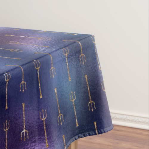 Navy Blue and Gold Design Tablecloth