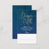 Navy Blue and Gold Diaper Raffle Ticket Enclosure Card (Front/Back)