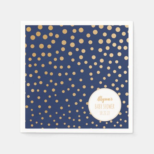 Navy Blue and gold dots boy baby shower decor