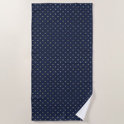 Navy Blue and Gold Dots design Beach Towel