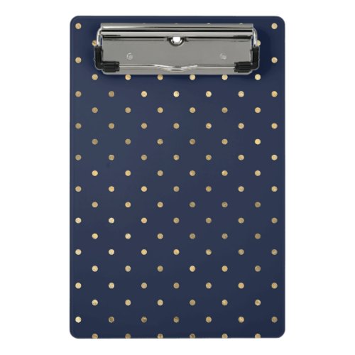 Navy Blue and Gold Dots design Mini Clipboard