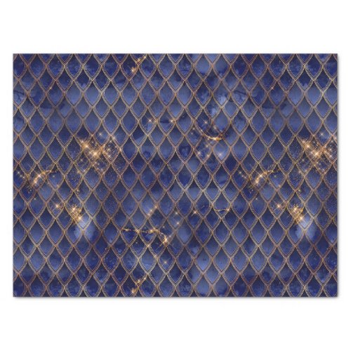 Navy Blue and Gold Dragon Scales Tissue Paper