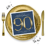 Navy Blue and Gold Elegant 90th Birthday  Napkins<br><div class="desc">Navy Blue and Gold Elegant 90th Birthday Napkins. Simple yet classy birthday theme design with the birth year milestone in solid gold text effect! Elegantly design for any gender, male or female. Definitely a solid way to celebrate your birthday milestone! Check out the collection for co-ordinating items that will help...</div>