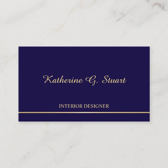 Navy Blue and Gold Elegant Business Card (Front)