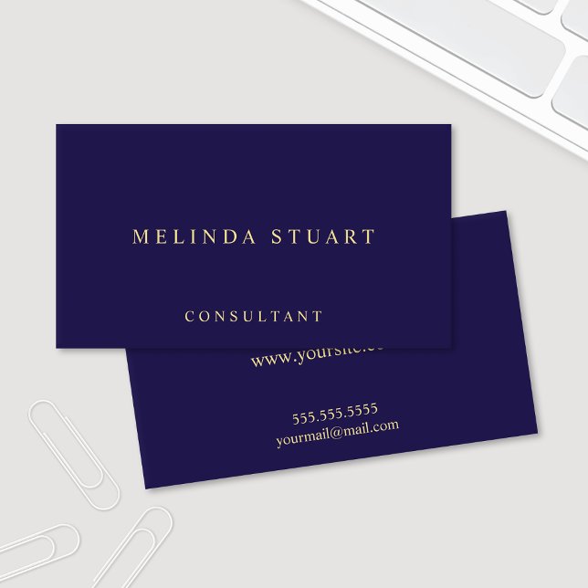 Navy Blue and Gold Elegant Business Card (Creator Uploaded)