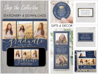 Navy Blue and Gold Elegant Graduation Celebration