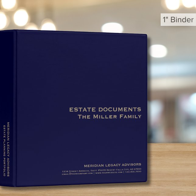 Navy Blue and Gold Estate Documents 3 Ring Binder (Creator Uploaded)