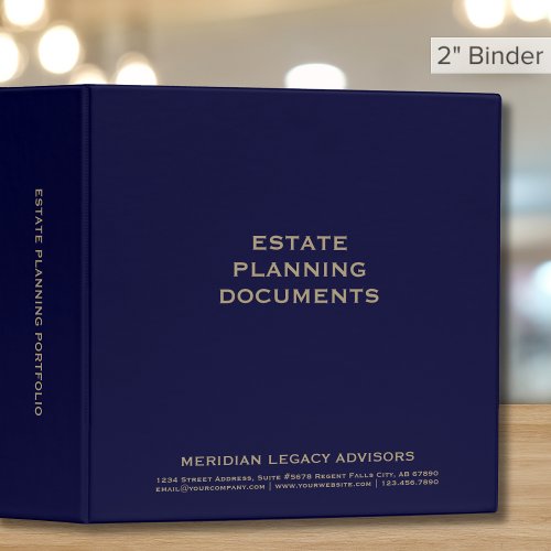 Navy Blue and Gold Estate Planning 20 inch 3 Ring Binder