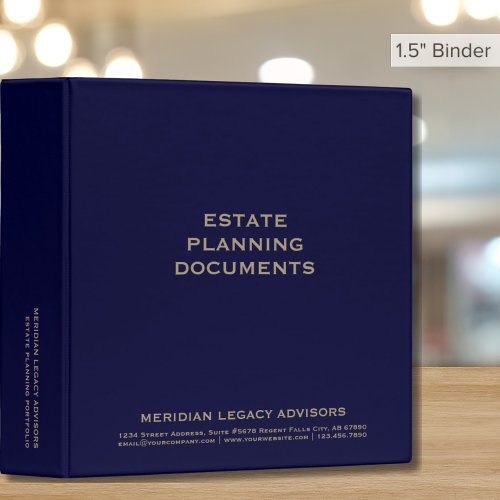 Navy Blue and Gold Estate Planning 3 Ring Binder