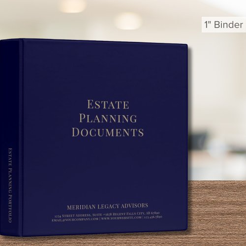 Navy Blue and Gold Estate Planning 3 Ring Binder