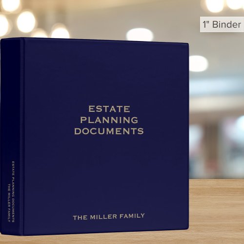 Navy Blue and Gold Estate Planning Binder