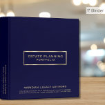 Navy Blue and Gold Estate Planning Documents 3 Ring Binder<br><div class="desc">Estate Planning Trust Documents binder with stylish navy blue background and fully customizable text. Use for your clients if you are a financial advisor or estate planner. Keep your trust,  will,  power of attorney,  instructions,  and other documents organized and safe.</div>