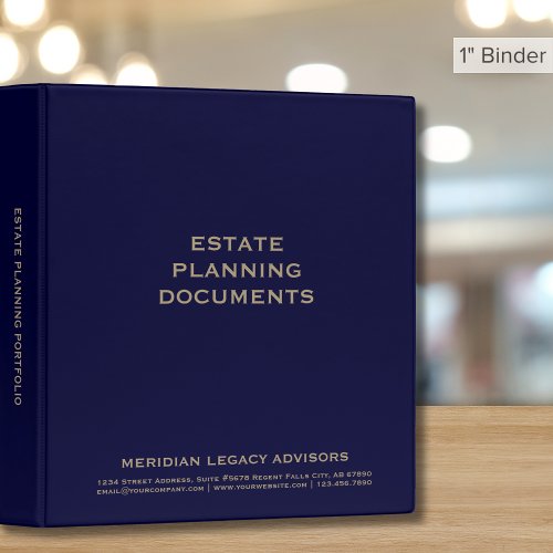 Navy Blue and Gold Estate Planning Documents 3 Ring Binder