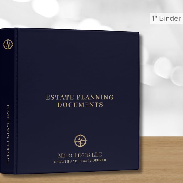 Navy Blue and Gold Estate Planning Documents 3 Ring Binder (Creator Uploaded)