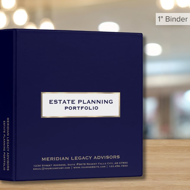 Navy Blue and Gold Estate Planning Portfolio 3 Ring Binder (Creator Uploaded)