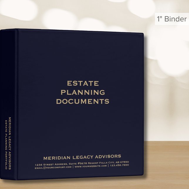 Navy Blue and Gold Estate Planning Portfolio 3 Ring Binder (Creator Uploaded)