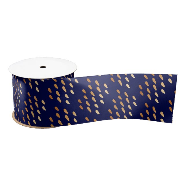 Navy Blue and Gold Faux Foil Confetti Ribbon (Spool)
