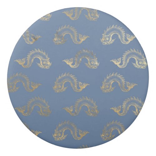 Navy Blue and Gold Fish design Eraser