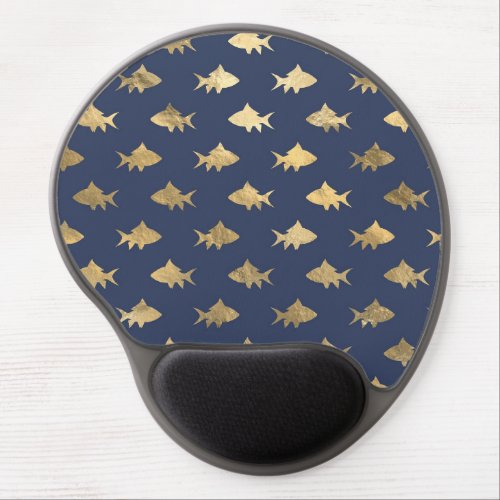 Navy Blue and Gold Fish design Gel Mouse Pad