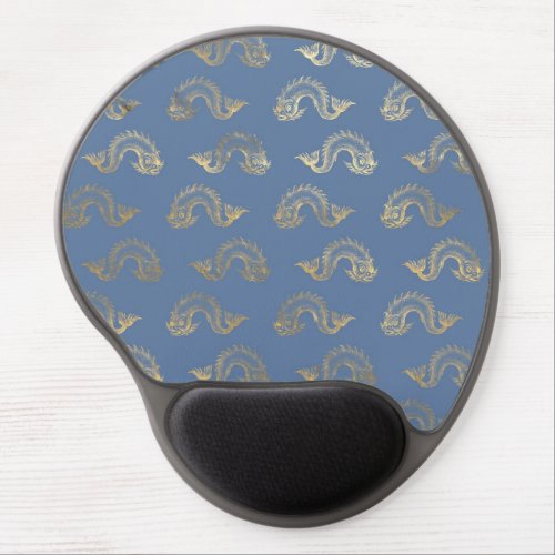 Navy Blue and Gold Fish design Gel Mouse Pad