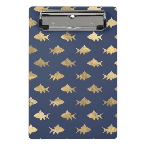 Navy Blue and Gold Fish design Mini Clipboard