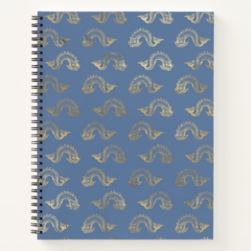 Navy Blue and Gold Fish design Notebook