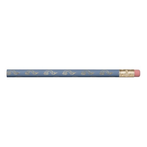 Navy Blue and Gold Fish design Pencil