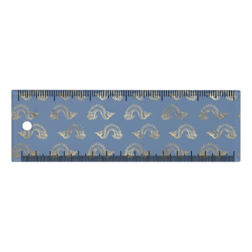 Navy Blue and Gold Fish design Ruler