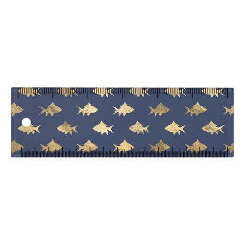 Navy Blue and Gold Fish design Ruler