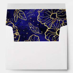 Navy Blue and Gold Floral Envelope