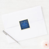 Navy Blue and Gold Floral Wedding Favor Sticker (Envelope)